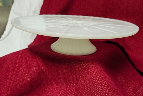 Milk glass cake stand pedestal - milk,