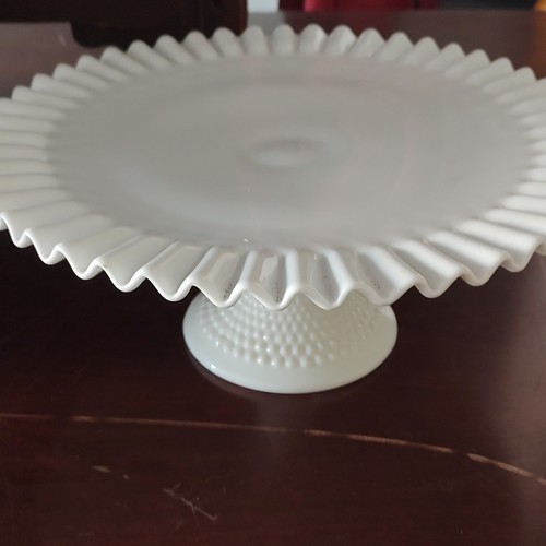 White milk glass ruffled edge - white,