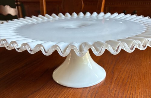 Vintage milk glass cake - milk,