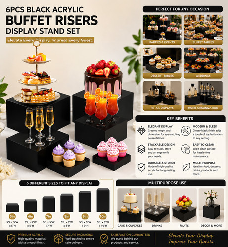 6pcs clear acrylic buffet - 6pcs,