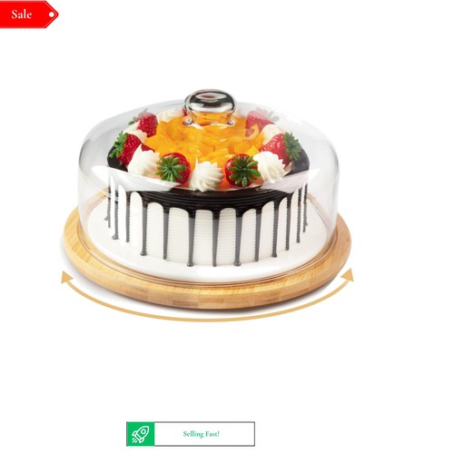 Bamboo cake stand with glass - cake,