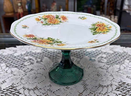 Unmarked floral ceramic cake - ceramic,